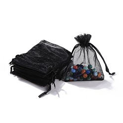 Black Organza Bags, High Dense, Rectangle, Black, 9x7cm
