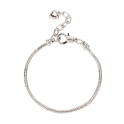 Платина Латуни европейский браслет стиль делает, платина, 7-5/8 дюйм (195 мм) x 2.5 мм