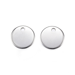 Stainless Steel Color Tarnish Resistant 304 Stainless Steel Charms, Flat Round, Stamping Blank Tag, Stainless Steel Color, 12x1mm, Hole: 1.5mm