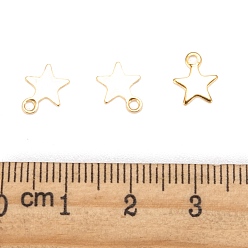 Real 24K Gold Plated 304 Stainless Steel Charms, Star, Real 24k Gold Plated, 8.4~9x7x0.6~0.7mm, Hole: 1.2mm