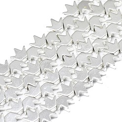 Silver Plated Electroplate Non-magnetic Synthetic Hematite Beads Strands, Crown, Silver Plated, 6.5x8x3mm, Hole: 1mm, about 82~84pcs/strand, 14.96 inch~15.75 inch(38~40cm)