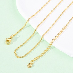 Настоящее золото 18K Латунные кабельные цепи ожерелья, с 304 из нержавеющей стали омара застежками, без свинца и без кадмия, долговечный, стойки покрытие, реальный 18 k позолоченный, 17.60 дюйм (44.7 см)