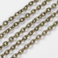 Antique Bronze Iron Cable Chains, Unwelded, with Spool, Flat Oval, Cadmium Free & Nickel Free & Lead Free, Antique Bronze, 4.1x3x0.5mm, about 328.08 Feet(100m)/roll