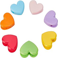 Mixed Color Plastic Clips, Heart, Mixed Color, 27x32x13mm, 4pcs/color, 28pcs/set