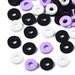 Couleur Mélangete Perles en fimo faits à la main, perles heishi, disque / plat rond, couleur mixte, 4x0.5~1.5mm, Trou: 1.5mm, environ66600 pcs / 1000 g
