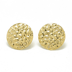 Золотой 304 Выводы серьги из нержавеющей стали шпилька, с петлей, плоско-круглые, золотые, 16 мм, отверстия: 1.4 мм, штифты: 0.8 мм