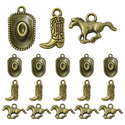 Античная Бронза 30 шт 3 стили подвески из сплава в тибетском стиле, западные ковбойские обереги, разнообразные, античная бронза, 14~22.5x11~21x2~6 мм, отверстие : 1.6~2.5 мм, 10 шт / стиль