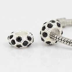 Реактивный Самолет Европейские бусины, сплав, стразы , бусины с большим отверстием, рондель, серебряный цвет гальваническим, струя, 11x6 мм, отверстие : 5 мм