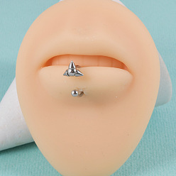 Нержавеющая Сталь Цвет 304 Кольца-губы из нержавеющей стали с шипами и конусами, цвет нержавеющей стали, 10x3 мм, штифты : 1.2 мм