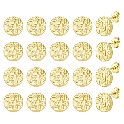 Real 14K Gold Plated Brass Stud Earrings, Flat Round, Long-Lasting Plated, Rack Plating, Ion Plating(IP), Real 14K Gold Plated, 8mm, 10 pairs