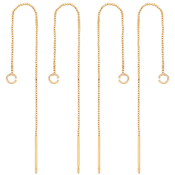 Настоящее золото 18K 10шт. латунные серьги-гвоздики с петлей, ушные резьбы, реальный 18 k позолоченный, 82~87x0.5 мм, отверстие : 1.5 мм, штифты : 0.6 мм