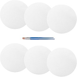 Mixed Color Round Painting Canvas Panel Drawing Boards, with Plastic & Nylon Paint Brushes Pens, Mixed Color, Drawing Boards: 20x0.3cm
