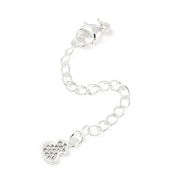 Посеребрённый Латунные микро-паве кубические цирконии заканчиваются цепочками, без кадмия, без никеля и без свинца, Groud, 925 серебро покрытием, 75 мм, отверстие : 2.5 мм