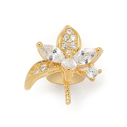 Золотой 925 подвеска-цветок из стерлингового серебра с прозрачными кубическими цирконами, за половину пробурено бисера, с печатью 925, золотые, 13.5x12.5x11 мм, отверстие : 3x2 мм, штифты : 6x1 мм