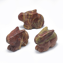 Красный Камень Естественные красные украшения дисплея яшмы радуги, кролик, 48~55x22~25x30~35 мм