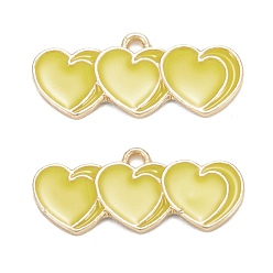 Light Khaki Alloy Enamel Pendants, for Earrings, Light Gold, Heart, Light Khaki, 11x25.5x2mm, Hole: 1.6mm