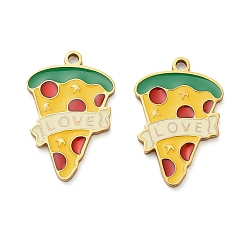 Pizza 304 подвески из нержавеющей стали, с эмалью, ионное покрытие (ip), реальный 18 k позолоченный, пицца, 18x12x1.5 мм, отверстие : 1.4 мм