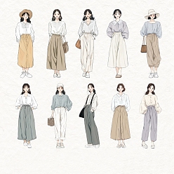 (52) Непрозрачная лаванда 10шт бумажные наклейки, самоклеящиеся наклейки, для скрапбукинга, поделки художественных промыслов, человек, разноцветные, 101~102x29~36x0.1 мм