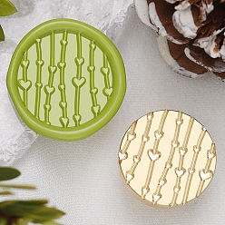 Сердце Текстура тема круглая латунная головка штампа, для сургучной печати, изготовление свадебных приглашений, золотые, сердце, 25x14.5 мм, внутренний диаметр: 6.5 мм