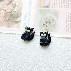 Cat Shape Бусины лэмпворк , чёрные, форма кошки, 20x15 мм