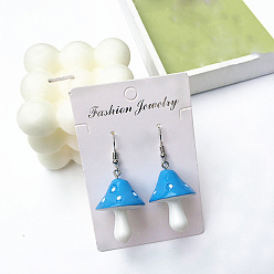 Темно-Голубой Серьги-подвески в форме гриба из сплава и смолы, платина, глубокое синее небо, 28 мм