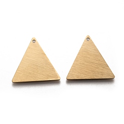 Золотой Ионное покрытие (ip) 304 подвески из нержавеющей стали, пустая бирка с матовой отделкой, лазерная резка, двухсторонний эффект тягового станка, треугольные, золотые, 25x25x1 мм, отверстие : 1.6 мм
