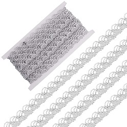 Серебро Волнистая лента из полиэстера с эффектом металлик, аксессуар для одежды, серебряные, 7/8 дюйм (22 мм), о 5 ярдов / крен