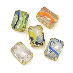 (52) Непрозрачная лаванда Шить на горный хрусталь, многожильные звенья из стекла, хрусталя и стразов, с настройками латуни, аксессуары для одежды, прямоугольные, разноцветные, 14x10x7 мм, отверстие : 1 мм