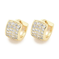 Настоящее золото 18K Женские серьги-кольца из латуни с микропаве и прозрачными циркониями, реальный 18 k позолоченный, 6.5x9 мм