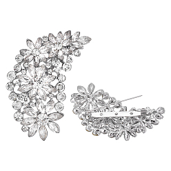 Платина 2 шт. брошь в виде цветка из сплава со стразами, булавки для лацканов одежды, платина, 74.5x51 мм