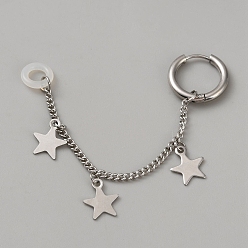 Нержавеющая Сталь Цвет Серьги-кольца из нержавеющей стали в форме звезды, цепочка-оберег, цвет нержавеющей стали, 95 мм
