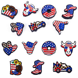 Mixed Shapes 7 шт. 7 стили силиконовые бусины на тему Дня независимости, фокусные бусы, разноцветные, разнообразные, 23~30x23.5~32x7~8 мм, отверстие : 2~4 мм, 1 шт / стиль