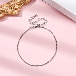 Платина Регулируемая стойка покрытие латунь панцирные браслеты цепи для женщин, без кадмия и без свинца, 901 застежка из нержавеющей стали, долговечный, платина, 6-3/4 дюйм (17 см)