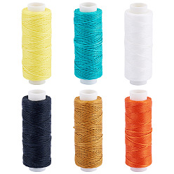 (52) Непрозрачная лаванда 6 рулоны 6 цветные плоские вощеные полиэфирные шнуры, с крафтовыми бумажными карточками, для браслета решений, разноцветные, 0.5x0.2 мм, около 32.81 ярдов (30 м) / рулон, 1 рулон / цвет