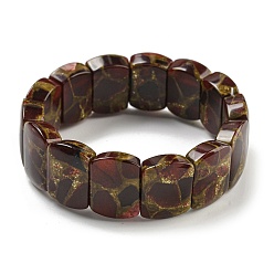 (123L) Белый крем непрозрачный блеск Синтетический прямоугольник золотой клинквантовый камень растягивающиеся скобы, окрашенные брекеты для мужчин и женщин, огнеупорный кирпич, внутренний диаметр: 2-1/8 дюйм (5.5 см)