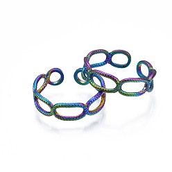 Rainbow Color 304 Stainless Steel Oval Wrap Cuff Ring, Rainbow Color Open Ring for Women, US Size 7 1/2(17.7mm)