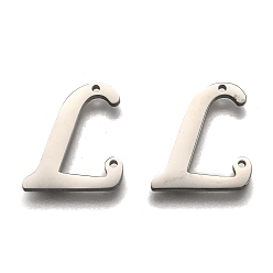 Letter L Не тускнеют 304 соединители из нержавеющей стали, буквы, для изготовления именных ожерелий, letter.l, 15x13.5x1.5 мм, отверстие : 0.9 мм