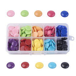 Mixed Color 10 Colors Solid Colour Acrylic Cabochons, Half Round/Dome, Mixed Color, 14x4mm, 20pcs/compartment, 200pcs/box