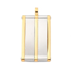 Золотой 304 подвески из нержавеющей стали, ионное покрытие (ip), прямоугольник амулеты, золотые, 36.5x18.5x5 мм, отверстие : 4 мм