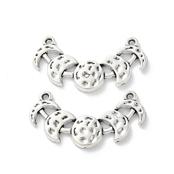 Античное Серебро Подвески из сплава в тибетском стиле с фазами луны, чары лунного затмения, античное серебро, 16x31x2 мм, отверстие : 1.4 мм