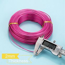 Fuchsia Round Aluminum Wire, Flexible Craft Wire, for Beading Jewelry Doll Craft Making, Fuchsia, 12 Gauge, 2.0mm, 55m/500g(180.4 Feet/500g)