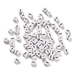 Letter I Непрозрачные акриловые бусины, Эмаль стиле, куб с письмом, Буква "i", 4.5x4.5x4.5 мм, отверстие : 2 мм, 5500 шт / 500 г