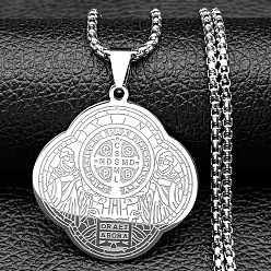 Cross 304 подвески из нержавеющей стали с изображением святого Бенедикта, цвет нержавеющей стали, крестик, 23.78 дюйм (60.4 см)