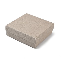 Светло-коричневый Витрины для ювелирных изделий из бумаги, футляры для хранения колец, серег, ожерелий, браслетов, с губкой, квадратный, загар, 11.2x11.3x3.9 см