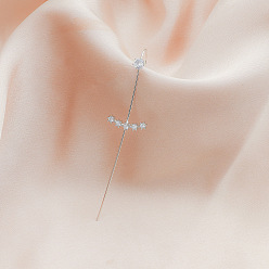 Другие Латунные горный хрусталь серьги манжеты, платина, 8 мм