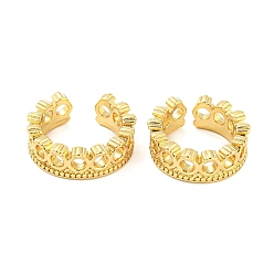 Real 18K Gold Plated Rack Plating Brass Hollow Cuff Earrings for Women, Lead Free & Cadmium Free, Long-Lasting Plated, Real 18K Gold Plated, 14x15x5mm