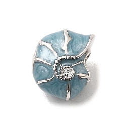 Платина 925 стерлингового серебра эмали европейские шарики, бусины с большим отверстием, с кубического циркония, раковина, платина, 9x11.5x9 мм, отверстие : 4.5 мм