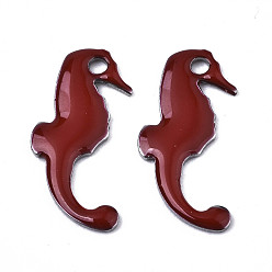 Braun 201 Edelstahl Emaille Reize, Seepferdchen, Edelstahl Farbe, braun, 15x7x1 mm, Bohrung: 1.2 mm