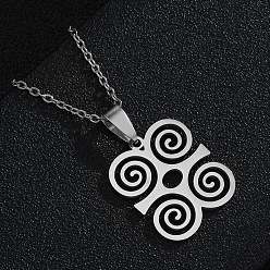 Нержавеющая Сталь Цвет 201 Кулон из нержавеющей стали с символом Адинкры в африканском стиле 304 Цепочки из нержавеющей стали для женщин, цвет нержавеющей стали, 19.69 дюйм (50 см), Кулон : 26x23 мм