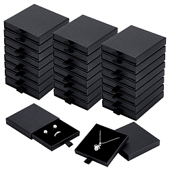 Black 32Pcs Cardboard Jewelry Set Packing Drawer Boxes, for Necklace, Bracelets, with Sponge Inside, Square, Black, 9x9.1x1.8cm